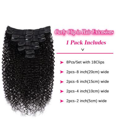 Graww 16 Inch Curly Clip in Hair Extensions for Black Women - Brazilian Remy 3C 4A Kinky Curly Real Human Hair - 120g/Set - Natural Black - 8Pcs 18Clips - Best for 3C 4A Curl Patterns - Buy Online on GoSupps.com