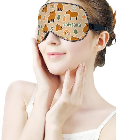Buy Cartoon Cute Capybara Sleeping Mask - Soft Eye Cover for Adults & Kids | Adjustable Rainbow Blindfold for Better Sleep - Buy Online on GoSupps.com