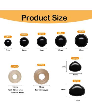 270PCS Black Plastic Safety Eyes & Noses with Washers for Doll Making Crafts - Buy Online on GoSupps.com