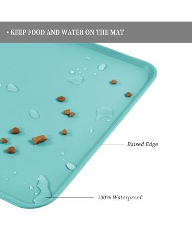 Reopet Waterproof Silicone Pet Feed Mat - Elevated Edges 71x45 cm Teal - Perfect Dog & Cat Feeding Solution - Buy Online on GoSupps.com