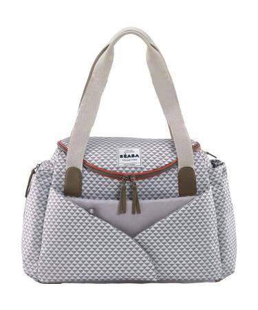 B aba - diaper bag Sydney II - Modulable large capacity - large cocoon winding area - insulating compartment for baby food fastening system for strollers handles - gray/coral
