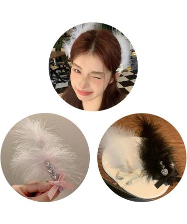 AJTUTUS Bowknot Feather Hair Clip for Girl 1920s Women FlapperCostume Hair Clip Side Hairclip Furry Hair Barrettes Accessories - Buy Online on GoSupps.com