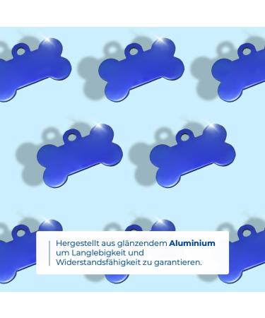 Personalized Bone-Shaped Pendants for Dogs & Cats | Ibera Gifts - Custom Engraved Collars in Blue with Hearts - Buy Online on GoSupps.com