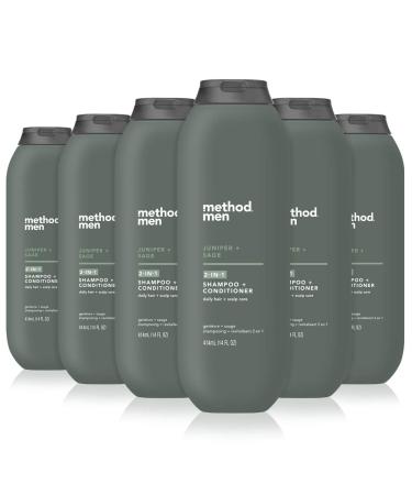 Method Men 2-in-1 Shampoo + Conditioner, Juniper + Sage, Pack Of 6, Juniper & Sage, 6 Count