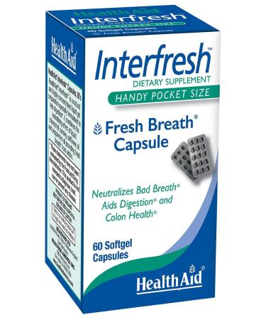 HealthAid Interfresh  60 Soft Gel Capsules  Twice Daily  Fights Bad Breath and Aids in Digestion and Colon Health  Feel Fresh All Day Long