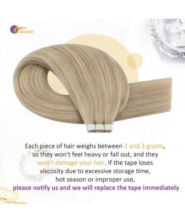 Moresoo Tape-In Hair Extensions Real Hair - 35 cm Ash Blonde #18/613 - 10 Piece / 20g Remy Quality for Easy Application - Buy Online on GoSupps.com