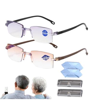 Autozoom Reading Glasses for Men Women 2 PCS Sapphire Anti Blue Light Progressive Far And Near Dual-Use Glasses +1.5/150 MIX