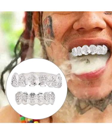 Syrisora Teeth Set Hip Hop Prop Teeth Accessory Decoration for Halloween Party Gift (Silver Set) - Buy Online on GoSupps.com