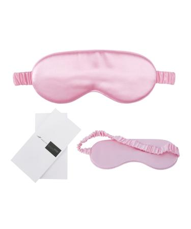 HERZLG LLFE Luxury Silk Sleep Mask Eye Mask for Sleeping Travel Nap 100% Pure Mulberry Super-Soft Super Smooth Blindfold with Gift Package-Pink