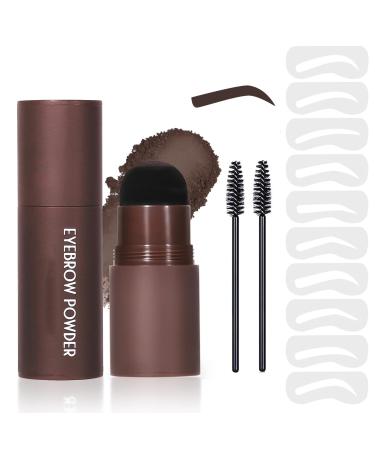 LXZJJM Eye-Brow Stamp Stencil Kit Eyebrow Stamp Stencil Kit Hairline Powder With 10Pcs Reusable Thin & Thick Eyebrow Stencils for Perfect Brows 1.8g(0.06 OZ.) (03 DARK BROWN)