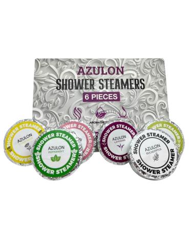 AZULON Shower Steamers Luxury Gift Set Home Spa Aromatherapy Self Care Set for Women Men Her Him 6 * 50g with Natural Essential Oils Shower Bombs Long Lasting Strong Smelling Premium Gift Set