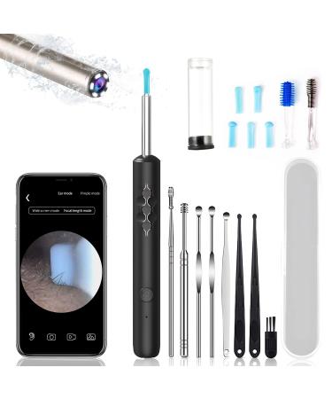 LYGJMYOK Ear Cleaner with Camera and Light Ear Wax Removal Otoscope Camera 1080P HD Ear Cleaning Tool with Camera Earwax Remover Tool with 6 Ear Spoon WiFi Ear Clean for iPhone Android-Black