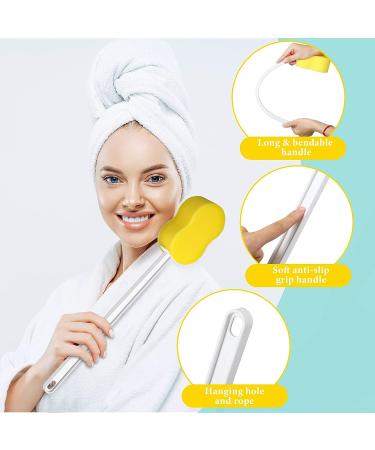 3 Long Handle Bath Sponges 22.4'' Lightweight Back Washer Handled Butt Scrubber - Yellow Sponge - Buy Online on GoSupps.com