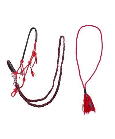 ARBO-INOX Knotted Halter Reins Neck Ring Combo Set Knotted Halter Set (Pony Red) Pony Red