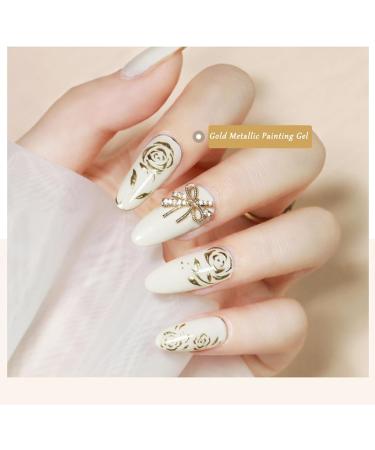 Metallic Painting Gel Nail Polish - Mirror Gold Liner Gel Polish - 3D Metal Painting - Mirror Nails Finish - Metal Painting Gel - Nail Liner Painting Gel Polish DIY Nail Drawing at Home(Gold) - Buy Online on GoSupps.com