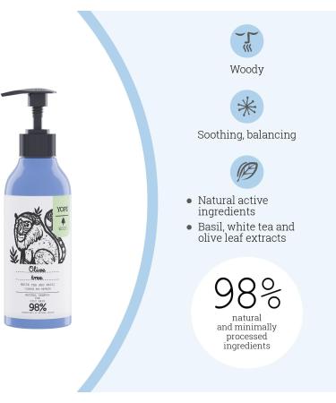 YOPE Champ | Para Cabello Graso | Olive | Para Uso Diario | Regula Gl ndulas Seb ceas | 98% Natural Ingredients | Formula Vegana | Olivo T Blanco y Albahaca | 400ml - Buy Online on GoSupps.com