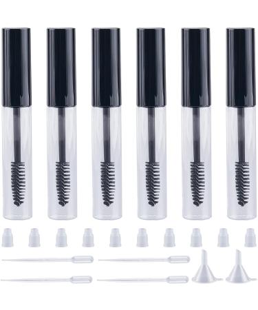 GORGECRAFT 10 Flacon Tube de Mascara Vide de 10ml en Plastique Transparent avec Inserts en Caoutchouc 4 Compte Gouttes de 2ml 2 Mini Entonnoirs pour Huile de Ricin Kit de Cosm tiques Faire Noir