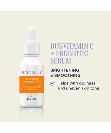 Marcelle 10% Vitamin C + Probiotic Serum for Face Brightening & Smoothing Vegan Cruelty-Free Non-Comedogenic Oil-Free Fragrance-Free Paraben-Free Hypoallergenic 30 mL 30 ml (Pack of 1) - Buy Online on GoSupps.com