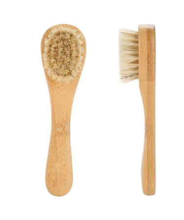 Premium Wooden Handle Facial Cleaning Brush | Natural Bristles for Men & Women - Perfect for Dry Brushing & Exfoliation - Buy Online on GoSupps.com