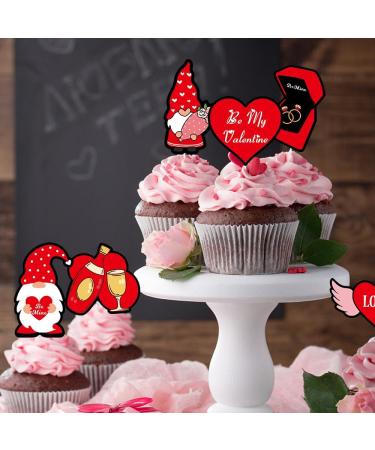 Cupcake Toppers 10pcs Glitter Red Happy Holiday Day Red Day Cupcake Decorations Cake Decoration Cake Topper Rose Diamond Heart for Valentine's Day Birthday - Buy Online on GoSupps.com