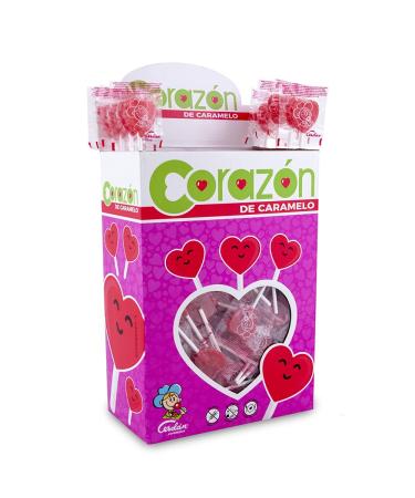 Caramelos Cerd n Caramelos Cerd n - Mini Heart Cherry Flavour Lollipops | Hard Sweets with Gluten Free and Allergen Free Stick | Ideal for Parties Events and Birthdays | Box of 200 Units