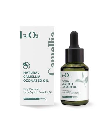 PrO3 Fully Ozonated Camellia Oil-100% Pure Ozone Oil-1 OZ-Glass Dropper Bottle-Organic Natural for Skin Care Essence Oil- Rich in Reactive Oxygen.