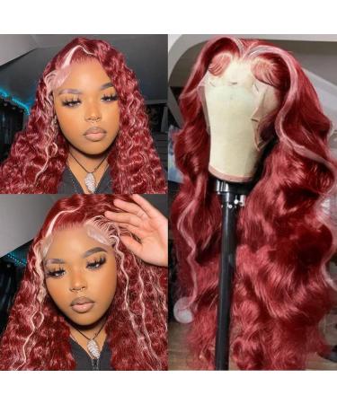 Swetcurly Long Wavy Wig for Women 26 Inch Middle Part Curly Wavy Wig Natural Looking Synthetic Heat Resistant Fiber Wig for Daily Party Use Mixed Red 26 Inch Mixed Red 26inch