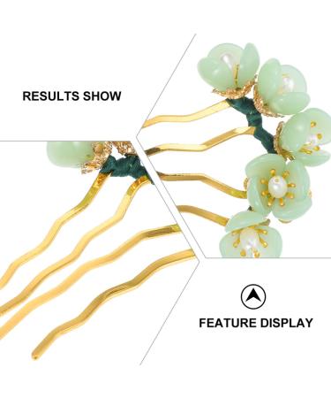 LALAFINA 2Pcs Vintage Jade Flower Hairpins - Chinese Traditional Hair Stick for Hanfu Headwear - Green - Buy Online on GoSupps.com