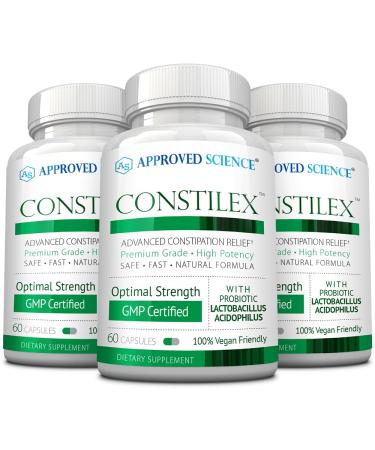 Approved Science Constilex - Rapid Constipation Relief & Support from Future Episodes - Promotes Healthy Levels of Bacteria and Strengthens Intestinal Flora - 3 Bottles