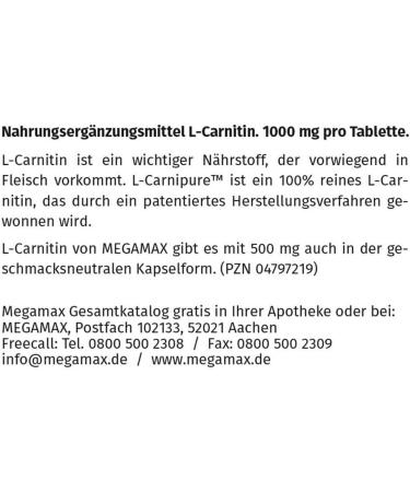 Buy L-Carnitine 1 000 mg - 60 Tablets | Fast International Shipping - PZN 01444839 - Buy Online on GoSupps.com