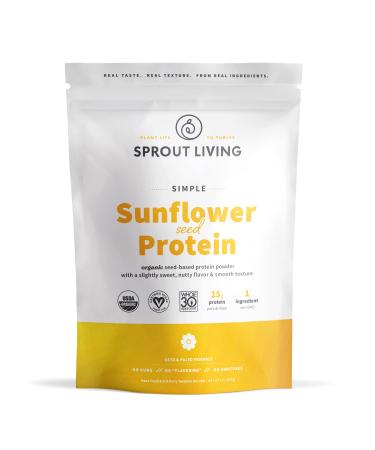 Sprout Living Simple Sunflower Seed Protein Powder, 15 Grams Organic Plant Based Protein Powder Without Artificial Sweeteners, Non Dairy, Non-GMO, Vegan, Gluten Free, Keto Drink Mix (1 Pound)