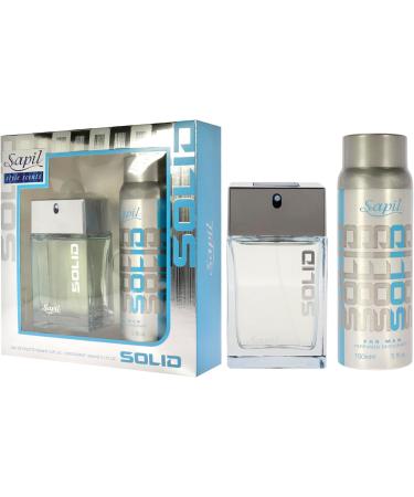 Sapil Solid - Eau De Toilette and Deodorant Spray For Men - Evokes Power and Sensuality - Opens with Fresh and Citrus Notes - Beautiful Giftset Box - Perfect for Gift Giving Occasion- 2 Pc - Buy Online on GoSupps.com