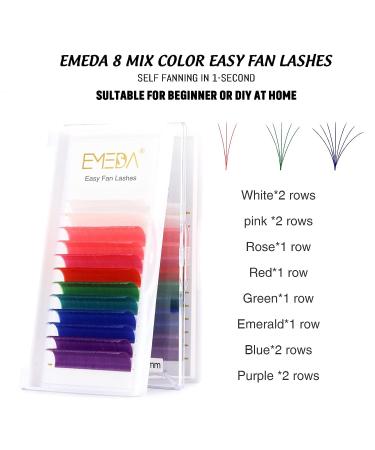 EMEDA Volume Lash Extensions Mix 8 Colored Easy Fan Self Fanning Volume Lashes D Curl 15mm - 15mm (Pack of 1) - Buy Online on GoSupps.com