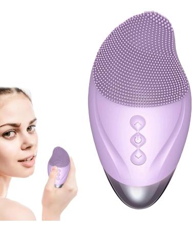 Cleansing Facial Brush | Soft Silicone Electric Exfoliator Rechargeable Waterproof Vibrating Simple Skin Care Tools for Deep Cleansing Exfoliation & Enhances Absorption Purple (English) - Buy Online on GoSupps.com