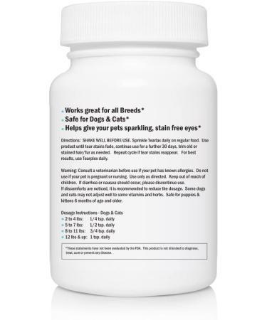 TEARPLEX Tear Stain Supplement for Dogs and Cats - 1 Rated Natural USA-Made Tear Stain Product, Veterinarian Trusted, Beef Flavored - Buy Online on GoSupps.com