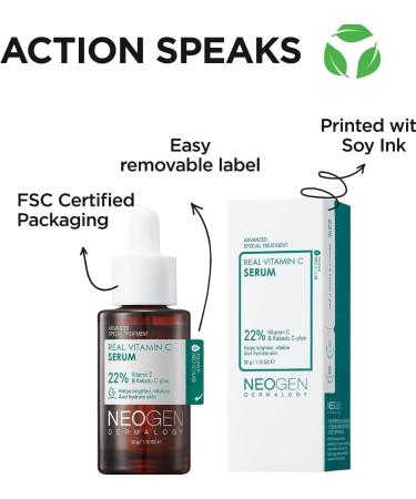 Korean Beauty Vitamin C Serum - Brightening & Revitalizing 22% Pure Ascorbic Acid | Vegan Skin Care 1.12 fl oz - Buy Online on GoSupps.com