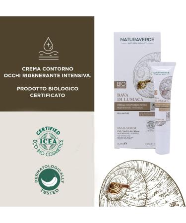  Naturaverde Naturaverde - Snail slime eye contour cream intensive regenerating with hyaluronic acid and organic shea butter ICEA certified 15 ml - Buy Online on GoSupps.com