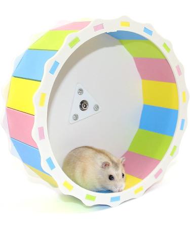 Silent Hamster Wheel Toy Wood-imitated Hamster Running Wheel Exercise Wheel Non Slip Spinner Hamster Cage Accessories for Syrian Hamster Gerbils S Size 5.5 Inches Polyester Plastic