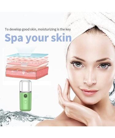 Nano Facial Mister Facial Mist Sprayer USB Recharging Handheld Face Steamer for Skin Care Moisturizing Hydrating Green 30ML - Buy Online on GoSupps.com