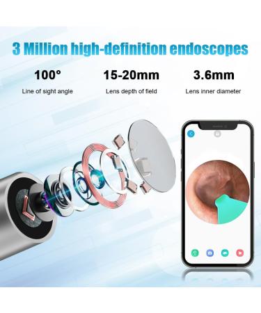 Fouvin WiFi 1080p HD Ear Cleaner - Ear Wax Removal Otoscope with 6 Earlocks IP67 Waterproof for iPhone iPad & Android - Black - Buy Online on GoSupps.com