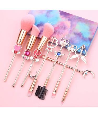 Sailormon 8pcs Makeup Brushes Set with Pink Drawstring Bag - Professional Cosmetic Tool Kit for Beauty Enthusiasts - Buy Online on GoSupps.com