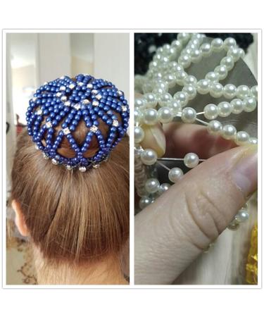 Handmade Elastic Crochet Mesh Bun Cover with Rhinestone Holder - Set of 4 | Perfect for Ballet, Dance, Sports, and Daily Wear - Buy Online on GoSupps.com
