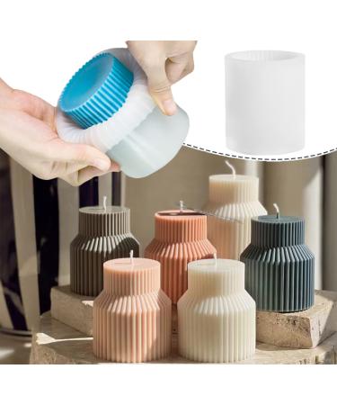 TOPYS Striped Pillar Aesthetic Molds  Cylindrical Tall Pillar Candle Mold  Ribbed Twist Geometric Abstract Decorative Striped Silicone Mold for Crafts Aromatherapy Candle Handmade Soap Making(3.3)