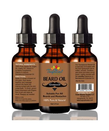Sandalwood Beard Oil 2fl oz - Nourish & Tame Your Beard with Woodsy Scent | Perfect for Men s Grooming - Buy Online on GoSupps.com