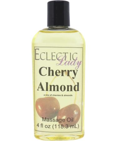 Cherry Almond Massage Oil 4 oz With Sweet Almond Oil and Jojoba Oil Preservative Free Perfect for Aromatherapy and Relaxation 4 Ounce