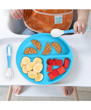 Vicloon Baby Silicone Suction Plates 2Pcs - Non Slip Divided Dishes for Toddler Self Feeding - Blue/Green - Buy Online on GoSupps.com
