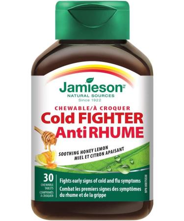 Jamieson Cold Fighter Chewable - With Echinacea Ginger Vitamin C and Zinc Gluten-Free 30 Count (Pack of 1) - Buy Online on GoSupps.com