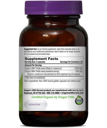 Buy Oregon's Wild Harvest Milk Thistle - 90 Gelatin Capsules for Liver Health - Buy Online on GoSupps.com