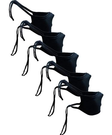 Kunstify 5-Piece Adjustable Black Fabric Masks for Adults & Children | Unisex Headstrap & Ear Loop Protection - Buy Online on GoSupps.com