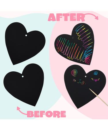 JOYIN 36 Packs Valentines Day Gifts Cards for Kids Magic Color Scratch Heart Rainbow Scratch Paper Heart Art Valentine Crafts & Art for Kids Classroom Exchange Create Rainbow Scratch Art Without Ink - Buy Online on GoSupps.com